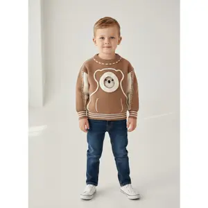 Boys' sweater autumn and winter new round-neck versatile knitted pullover thick warm sweater
