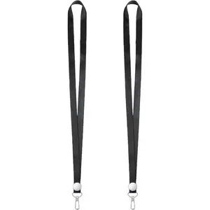 2 Pack Black Lanyards for ID Badges,Lanyard ID Holder with Metal Clasp,Bulk  Lanyard ID Holder for  , Card Holder, Whistle, Keychain, Wallet