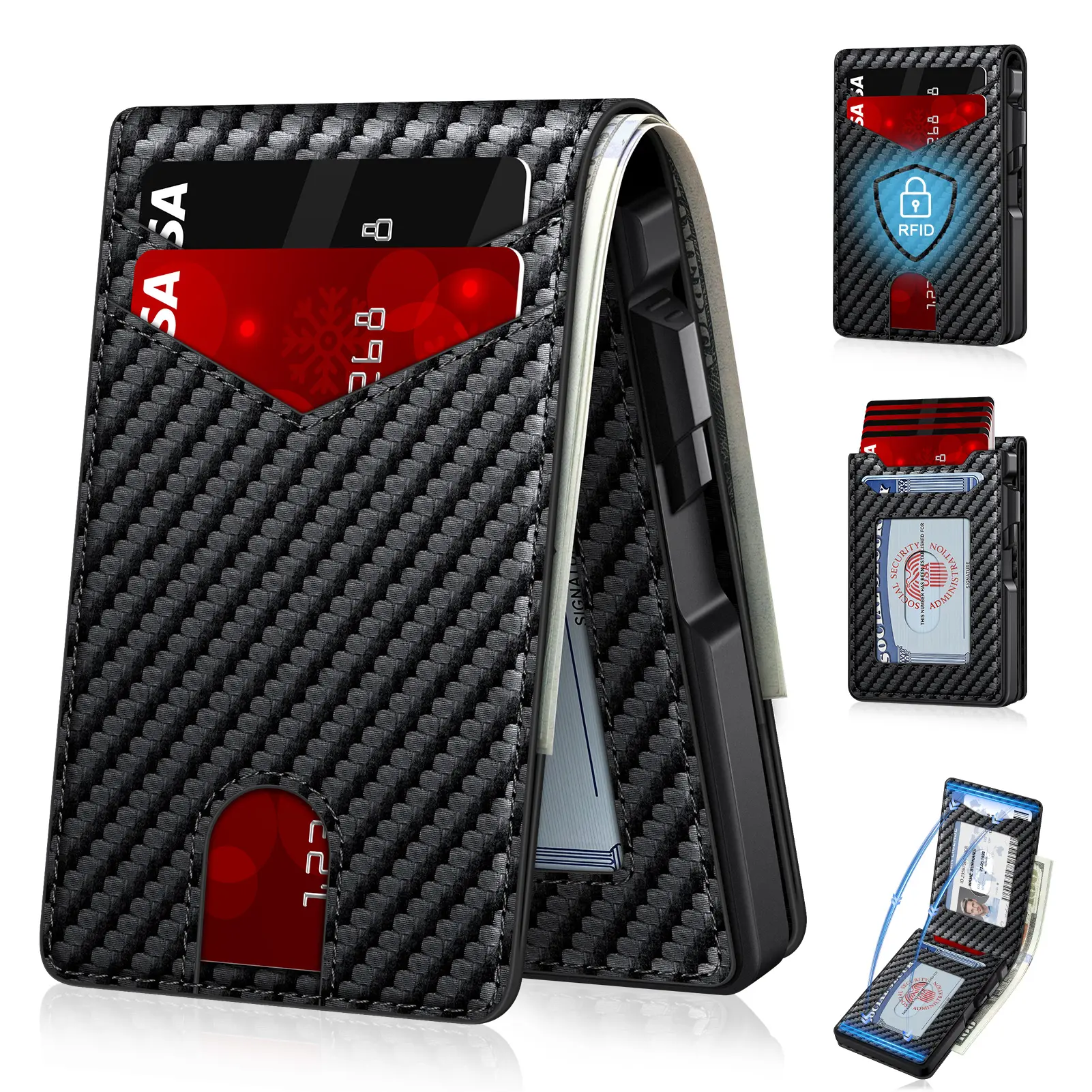 Gifts for Him – Men's Slim RFID Bifold Wallet, Quick-Access Pop Up Card Case with ID Window, Ready-to-Gift Box Packed