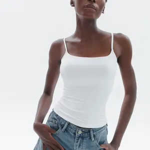Women's Square Neck Tank Top Adjustable Spaghetti Straps Sleeveless Basic Tops Sharp Collection tankair tanktop Womenswear Tube Minimalist Comfort Short Lady Underwear Casual Slim Elastic Waist Cami