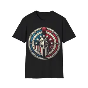 USA Patriotic T-Shirt, Spartan American Flag Tee, Independence Day Apparel, Memorial Day Shirt, Fourth of July Clothing Classic Cotton
