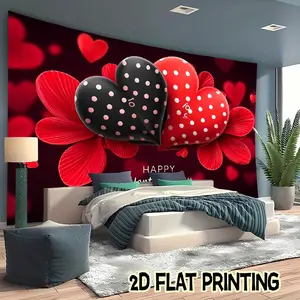 2D Flat Banners-1pc Festival banner Valentine S Day Hearts Red Theme Design multi-functional decoration suitable for festivals, courtyards, studios, homes and garden celebrations- perfect Valentine 's Day gift