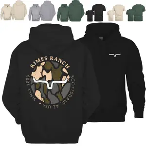 Kimes Ranch Camo Logo Hoodie Tshirt – Western Ranchwear Style, Bull Longhorn Icon Sweatshirt for Cowboys, Country Rodeo Gift for Men