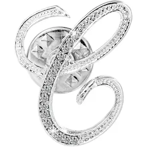 Initial Letter Brooch Pin Small Lapel Pin Tie Tack Name Personalized Gifts for Women Men Silver