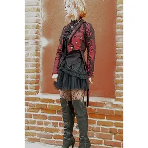 HARLEQUIN TAILCOAT - RED/BLACK TAPESTRY