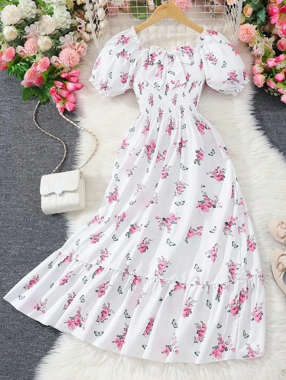 Teen Girls Floral Print Sleeveless Summer Dress, Casual Flowy A-Line Beach Sundress