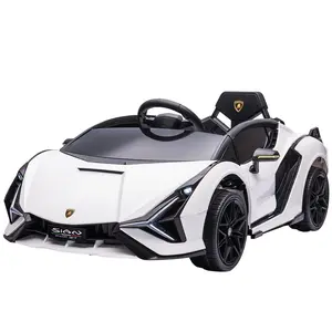 Lamborghini SIAN Licensed Kids Ride On Car, 12V Battery Powered Electric Sports Car Toy with Remote Control, Horn, Music, & Headlights, White