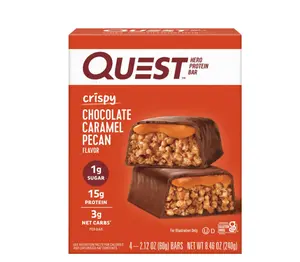 Quest Hero Protein Bars, Low Carb, Keto Friendly, Chocolate Caramel Pecan, 4 Ct