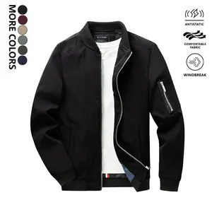 Men's Zipper Pocket Baseball Collar School Jacket, Pilot Jacket Coat, Regular Fit Men's Jacket Top, Casual Solid Color Baseball Jacket, Outerwear, Autumn and Winter Men's Streetwear Coats