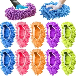 Reusable Microfiber Mop Slippers for Women, Dustproof Washable Floor Cleaning Shoes, 5 Pairs for Home Office Bathroom Kitchen