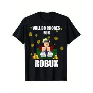 Noob & Pro Gamer Will Do Chores For Robux Funny  T-Shirt, Roblox Inspired Graphic Tee, Casual Cotton Short Sleeve Crew Neck Shirt, Trendy Gaming Streetwear, Unisex Fit for Boys and Girls, Comfortable Daily Wear, Perfect Gift for Young Gamers