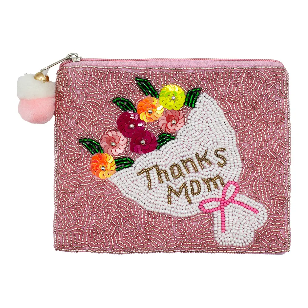 "Thanks Mom" Handbeaded Coin Pouch