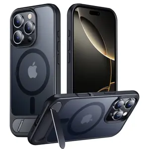 Temdan Magnetic Compatible for iPhone 16 Pro/16 Pro Max Case Kick stand MagSafe Slim Translucent Matte Phone Case Cellphone Smartphone Cover Protector invisible kickstand  Wireless Charging