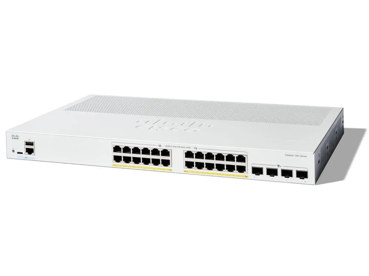 Cisco Catalyst C1200-24P-4X Ethernet Switch, 24 Ports - Manageable - 10 Gigabit Ethernet - 10/100/1000Base-T, 10GBase-X - 3 Layer Supported