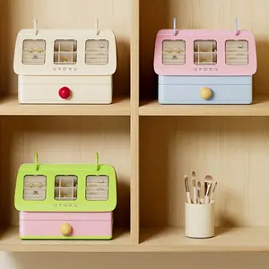 "Heart-shaped front display" Home style jewelry box-multilayer plastic octagonal dresser storage box with cover & heart-shaped front display