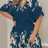 Cute Print Romper Women's Fashion Beach Casual V-Neck One-Piece, Comfortable Waist Cinch Short Pants, Breathable and Stylish, Tropical Print Jumpsuit