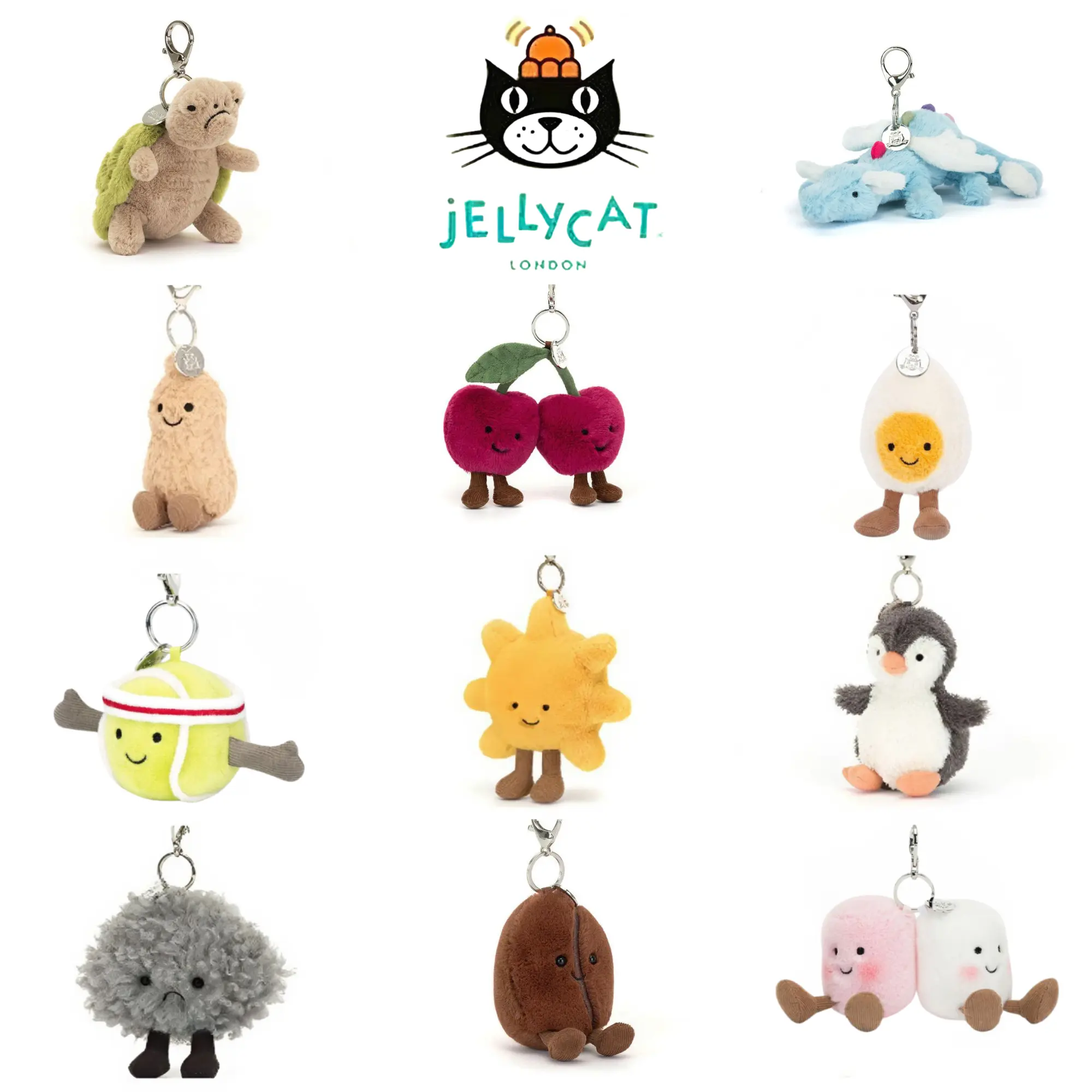 Jellycat Plush Bag Charm – Cute Mini Stuffed Animal Keyring, Soft Bag Charm, Birthday Gift for Kids & Collectors Bag Decor Bag Pendant Keychain