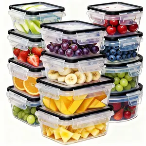 48-Piece Square Food Storage Set - 24 BPA-Free Reusable Plastic Snack Containers with 24 Leak-Proof Lids for Kitchen Organization, Meal Prep