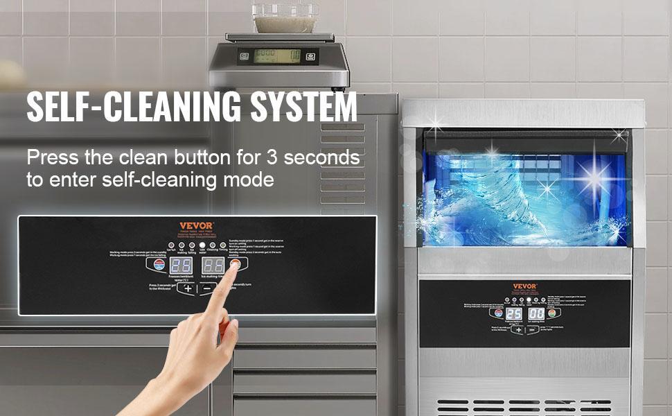 VEVOR 110V Commercial Ice Maker Machine 120-130LBS/24H with 33LBS Bin, TikTokShopBlackFriday, Stainless Steel Automatic Operation Under Counter Ice Machine for Home Bar, Include Water Filter, Scoop