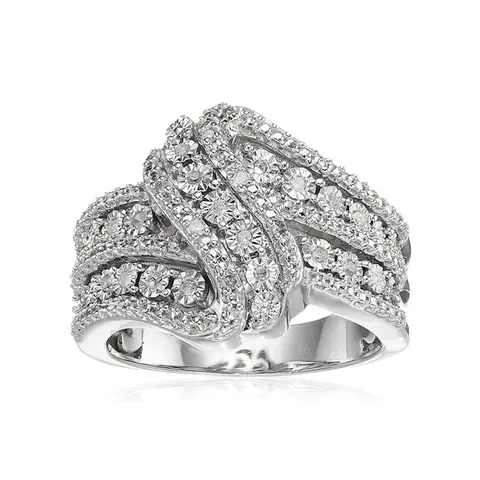 Women's Elegant Rhinestone Decorated Geometric Design Ring, Exquisite Trendy Irregular Shaped Ring, Jewelry for Party & Birthday Gift, Statement Multi Ring, Cluster Rings