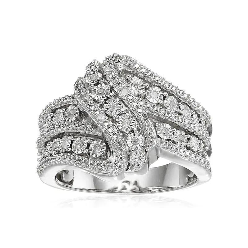 Women's Elegant Rhinestone Decorated Geometric Design Ring, Exquisite Trendy Irregular Shaped Ring, Jewelry for Party & Birthday Gift, Statement Multi Ring, Cluster Rings