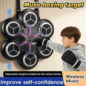 Bluetooth-compatible Punching Machine for Kids Aged 3+, Interactive Countable Reaction Target, Home Gym Dual Scenarios, Includes Charging Cable & Gloves