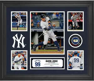 Aaron Judge New York Yankees Framed 20" x 24" 5-Photo Collage with a Piece of Game-Used Baseball