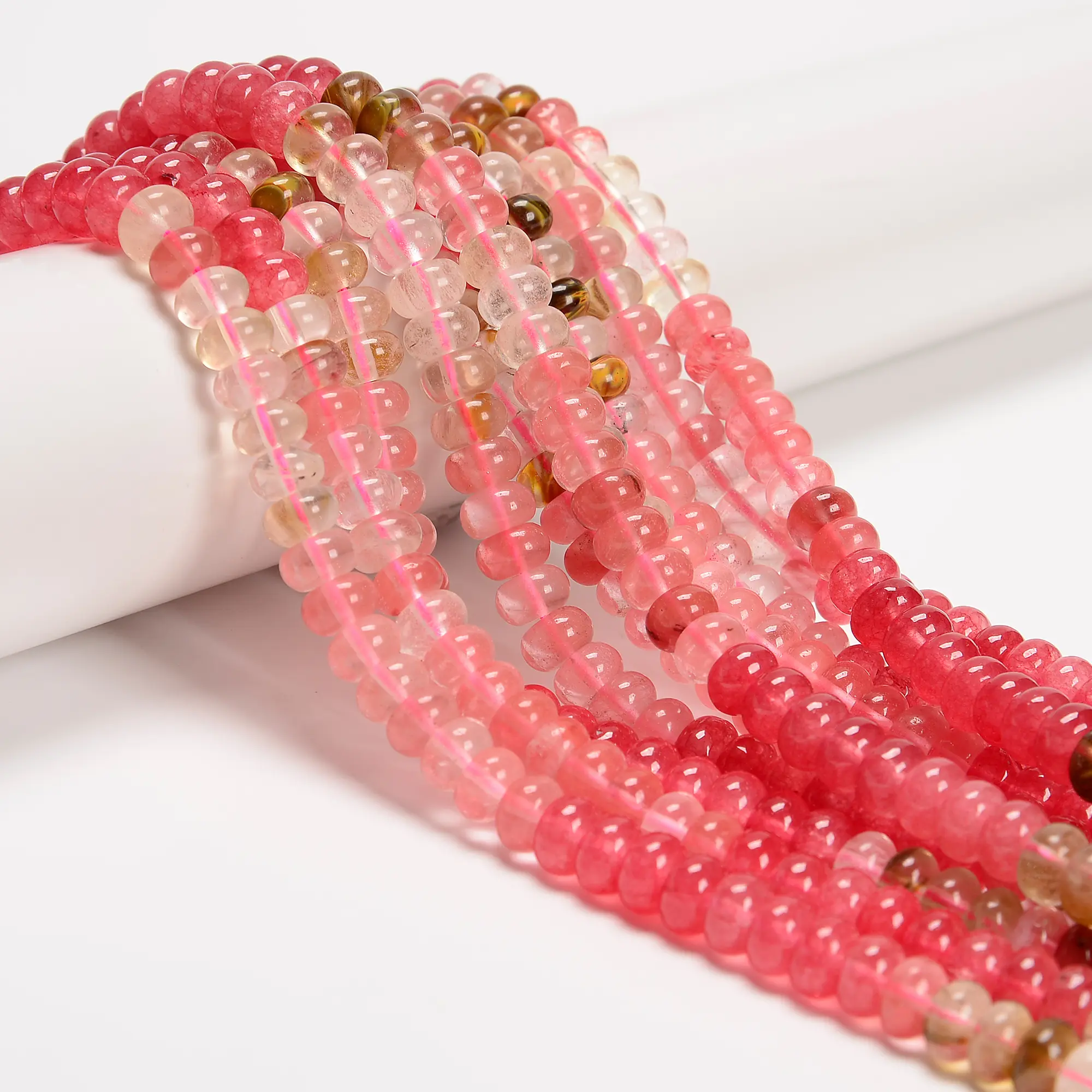 07-Multi-color Gemstone Smooth Rondelle Beads Size 5x8mm 15.5'' Strand