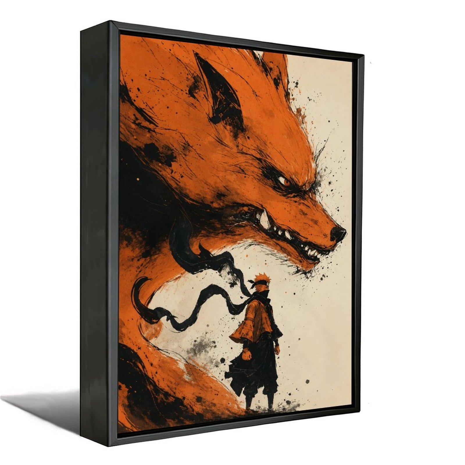 Naruto & Nine-Tailed Fox Canvas Wall Art Poster, Epic Anime Poster, Manga Inspired Room Decor for Bedroom, Gaming Room & Anime Fans