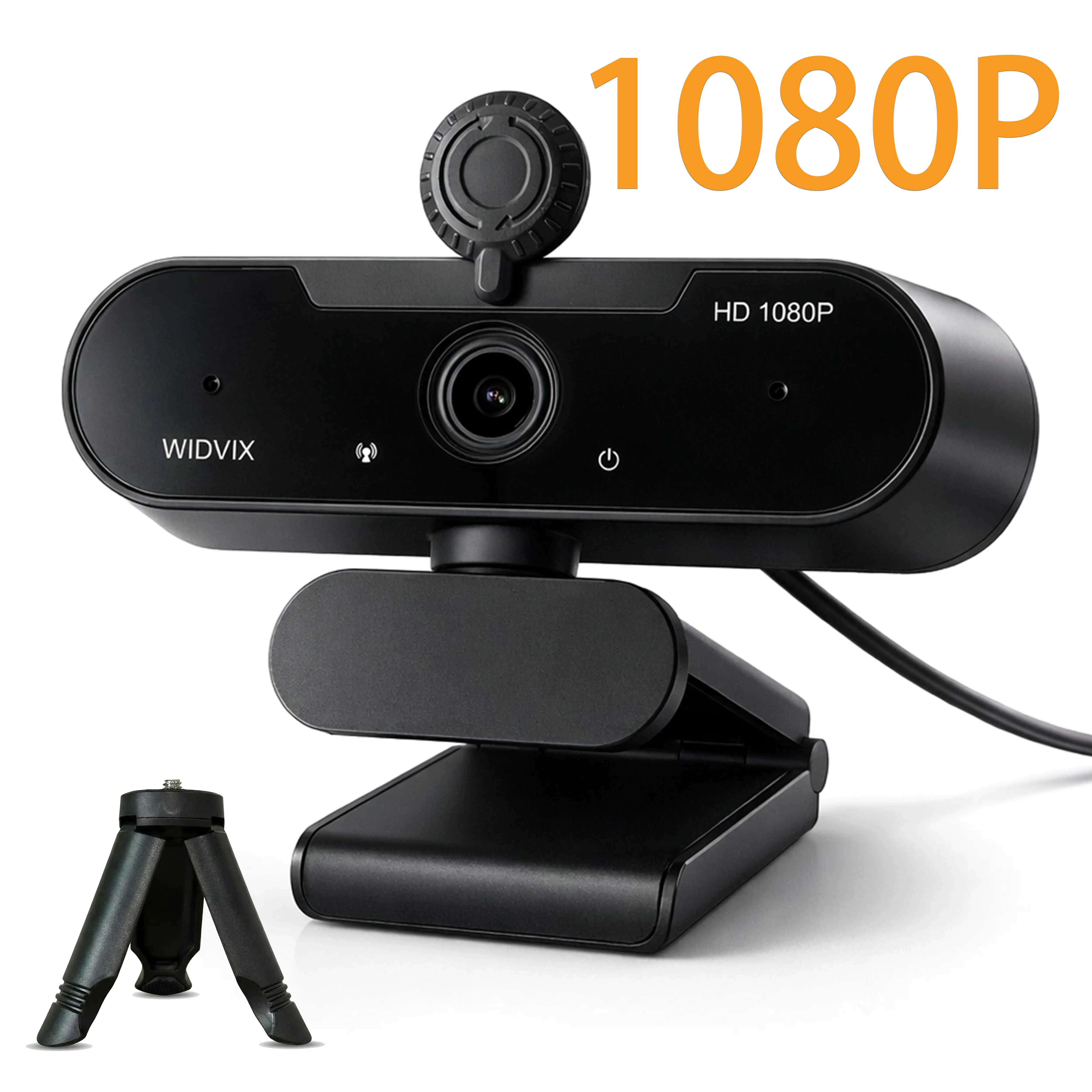 WIDVIX Full HD 1080P Webcam with Wide Angle Lens, 110° View, 30fps Smooth Video, Auto Light Correction, Noise-Cancelling Mic, Privacy Cover, USB Wired Plug-and-Play, Included Tripod Base for Video Calls, Online Teaching,summerwins summerwins
