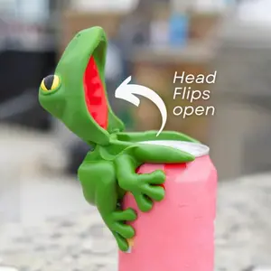 Fizzy Frog Can Covers for Soda Beer Energy Drinks,Reusable Spill-Proof Silicone Lids,Keep Carbonated Beverages Bubbly,Fits Standard 12oz Cans,Cup Holder Friendly (blue)