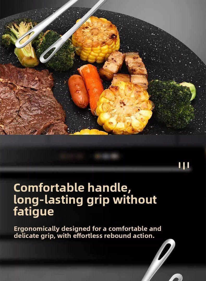 Stainless Steel BBQ Tong Steak Clip Kitchen Food Tongs Non-Slip Barbecue Clamp Cooking Utensils 304 Grade Easy Grip Comfortable Anti-Slip Texture