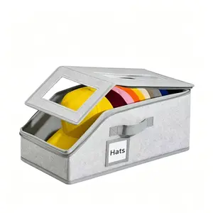Hat Storage Box - A large-capacity stackable multi-functional storage box with 2 visible windows, dust-proof and deformation-resistant, suitable for use as a storage box in cloakrooms and wardrobes.