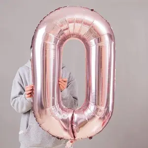 Romantic Rose Gold 3D Number Balloons, Metallic Birthday Decor, Wedding Anniversary Backdrop, Photo Booth Props, Party Wall Decoration, Durable Foil Balloons for Celebration, Event Decorations.