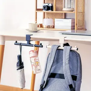 Adjustable Metal Backpack Hook - Strong Load-Bearing, Easy Install Wall Mount for Desk & Office Storage - Perfect for School Supplies, Water Bottles, Umbrellas, Utility Hooks