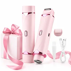 Electric Trimmer for Women, Electric Shaver and Razor Rechargeable 2-in-1 Body , Dual Heads for Painless Trimming of Pubic Hair, Face, Underarms and Legs, IPX7 Waterproof. Christmas Gift New Year Gift