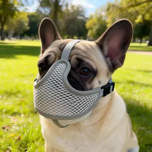 Adjustable Breathable Mesh Mouth Muzzle Outdoor for Short-Nosed Dogs, Anti-Bite and Anti-Choking Mask, Comfortable Dog Nose Cover