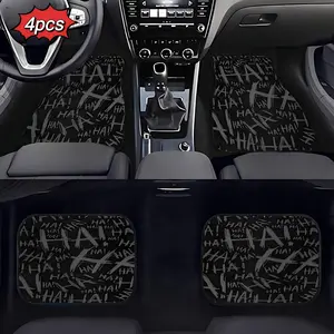 4pcs Graffiti Haha Car Floor Mats, Polyester Fiber Material, Fashionable Gift for Friends and Family, Car Interior Accessories, Car Accessory