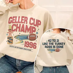 Friends Thanksgiving Sweatshirt, Geller Bowl Shirt, Geller Cup The One With The Football, Thanksgiving Friends Reunion, 90s Nostalgia Cotton Tops Sweatshirt Womenswear Crewneck