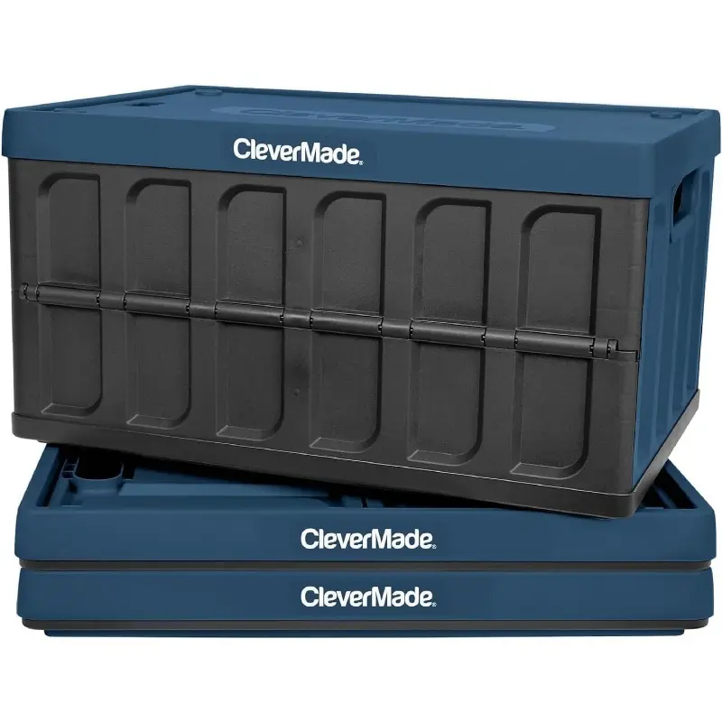 Collapsible Storage Bins with Lids Ocean 3 Pack 62L Plastic Containers Stackable Organization Crates Home Closet SpaceSaving Durable