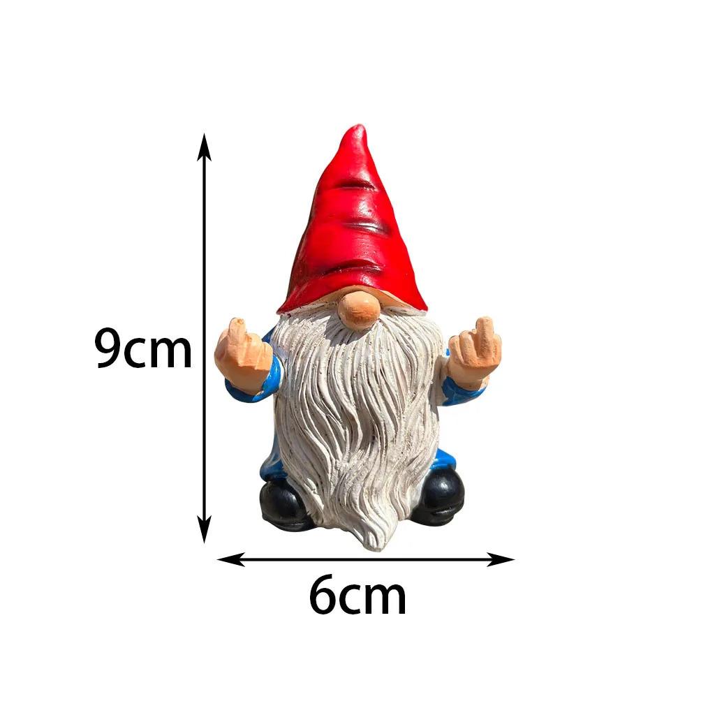 Funny Double Middle Finger Dwarf Gnome Resin Statue Novelty Outdoor Lawn Courtyard Ornament Creative Home Garden Landscape Decoration Resin Art Craft Decor