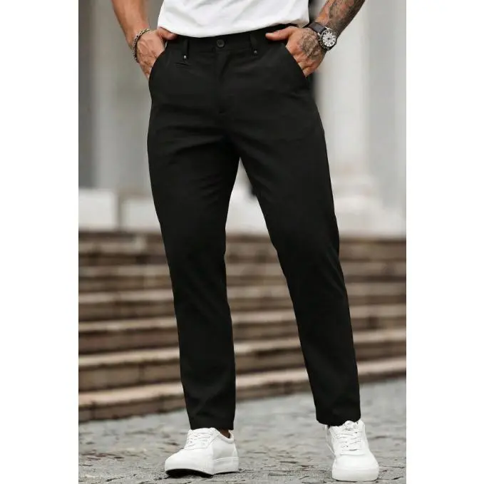 Men's Black Tapered Dress Pants | Y2K Streetwear Formal Casual Bottoms -  TikTok Shop