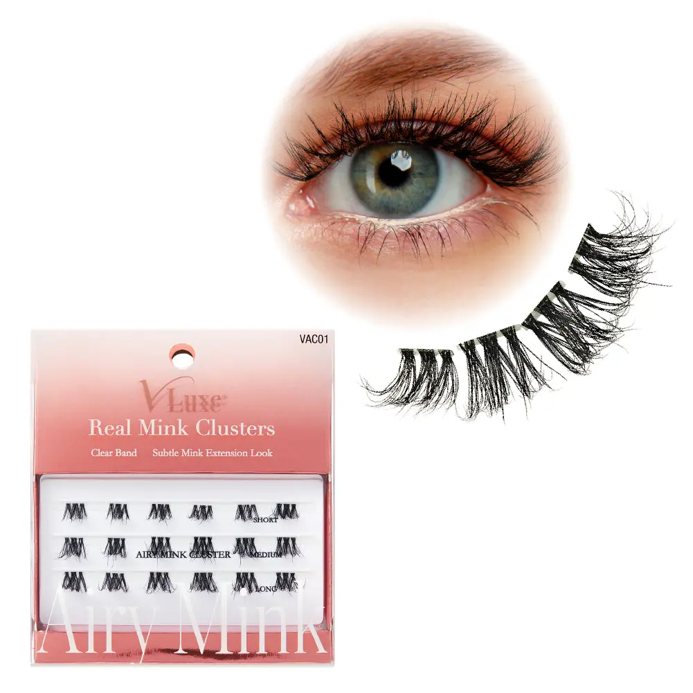 VLuxe By i•ENVY Airy Mink Strip Lash Cluster – 100% Real Mink Eyelash Extensions with Clear Band VLuxe By i•ENVY Airy Mink Strip Lash Cluster – 100% Real Mink Eyelash Extensions with Clear Band