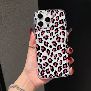 Transparent airbag leopard print phone case suitable for iPhone 11/12/13/14/16/17/15/PRO/PROMAX/PLUS/Air, Samsung S22/A52/S23 ULTRA/S20PLUS and other phone models, a good choice for boyfriend and holiday gifts, Shockproof Phone Cover