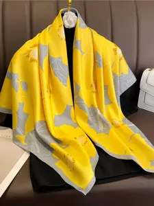 Floral Print Scarf, Fashionable Soft Comfortable Shawl for Daily Wear, Scarf Wrap, Casual Versatile Scarf for Women & Men, Silk Feeling Scarf