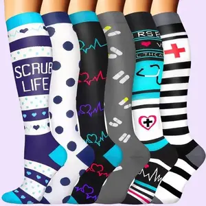 MhzyCaus 6 Pairs Compression Socks for Men and Women Calf Length Made for Sports Work Travel with Breathable Quick Dry Anti Odor Fabric for Daily Comfort