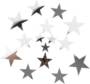 40 count  Stars Mirror Wall Stickers, Removable Stars Stickers, Adhesive Art Decal Satin Paper,  Mirror Wall Decorations for  Walls DIY Decor