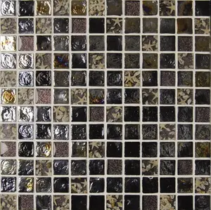 212 MAIN 1x1 Wave Glass Square Nightlight Tile - Dark Blue with Sea Shell Accent, Modern Colorful Decorative Glass Tiles for Wall Decor, Room