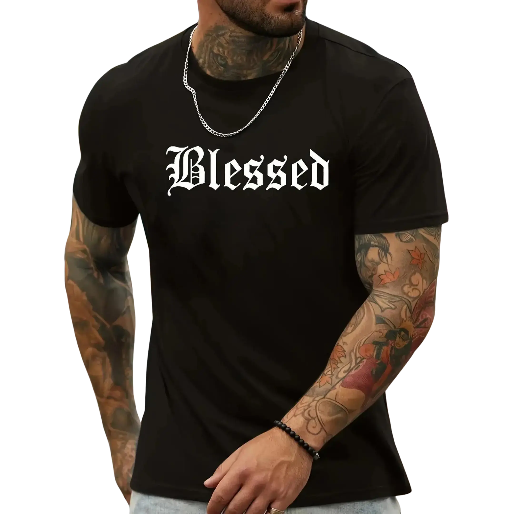 Men's Casual Juneteenth Graphic Print Tee, Short Sleeve 'Blessed' Design in Soft and Breathable 220g Fabric, Round Neck, Tops, Shortsleeve, Menswear, Breathable Fabric, 3Xl, Juneteenth Theme, 5Xl, Classic, Tshirt, Print Detail, Soft Fabric