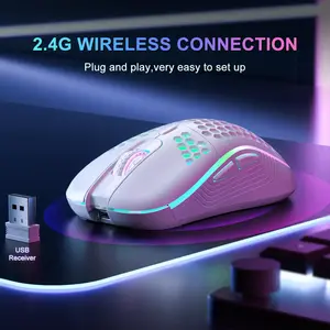 2.4G Wireless RGB Backlit Gaming Mouse, Ergonomic Honeycomb Design, 6 Buttons, 3-Speed DPI, Type C Rechargeable, Ideal for Gamers and Professionals SZKOSTON